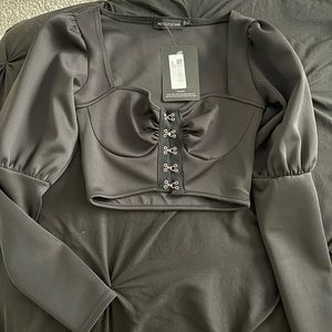 pretty little thing - black long sleeve top - NWT